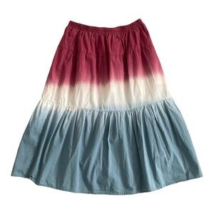 ANTHROPOLOGIE DOLAN 100%‎ Cotton Tye Dye Red White Blue Skirt Size Medium Petite